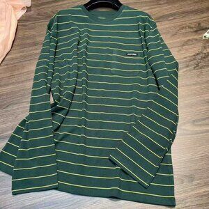 Miu Miu Women's Green Striped Athletic Casual Short Sleeve
